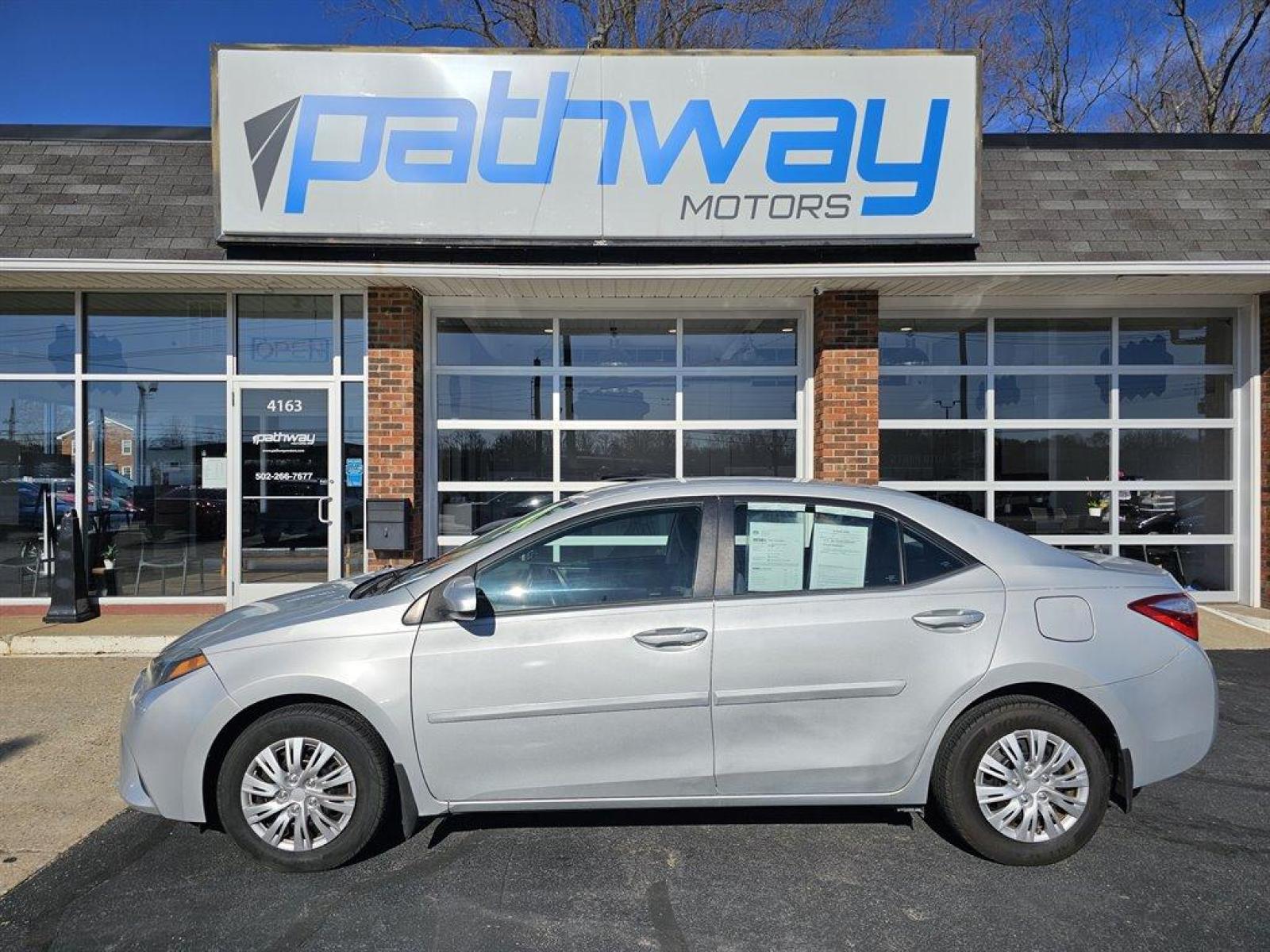 2015 Silver /Gray Toyota Corolla (2T1BURHE9FC) with an 1.8l I-4 EFI Dohc 1.8l engine, Auto transmission, located at 4163 Bardstown Rd, Louisville, KY, 40218, (502) 266-7677, 38.189991, -85.642418 - Photo #1